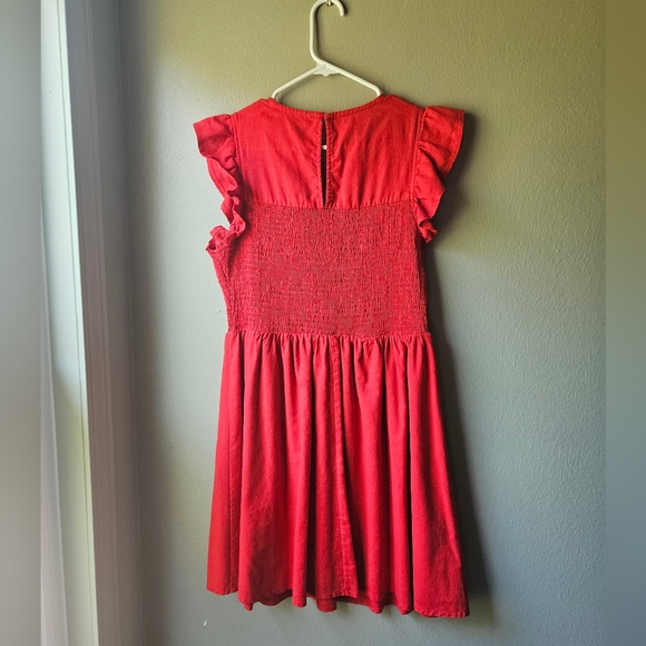 Large English Factory Red Smocked Dress - Picture 4 of 6